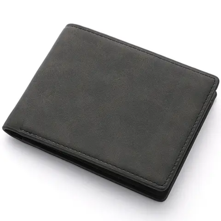 Black leather wallet on a white background