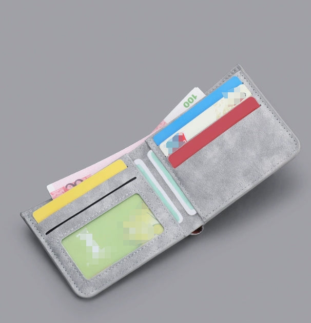 Men's Leather Wallet - Gray - Twice Shopping store