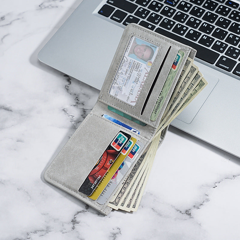 Men's Leather Wallet - Gray - Twice Shopping store